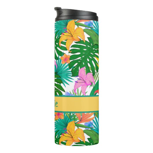 Kleurrijke tropische Planten op maat Thermosbeker (Geroteerd rechts)