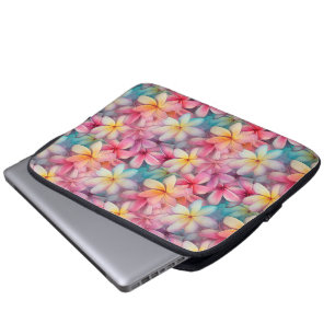 Kleurrijke tropische Plumeria Frangipani patroon Laptop Sleeve