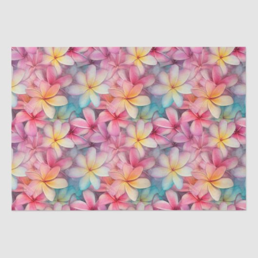 Kleurrijke tropische Plumeria Frangipani Tissuepapier (Voorkant)