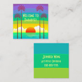 Kleurrijke tropische regenboog oceaan zonsondergan vierkante visitekaartje (Voorkant / Achterkant)