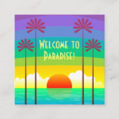 Kleurrijke tropische regenboog oceaan zonsondergan vierkante visitekaartje (Voorkant)