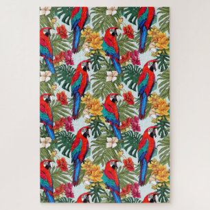 Kleurrijke Tropische Rood & Blauw Macaw Moeilijk Legpuzzel