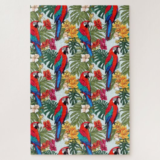 Kleurrijke Tropische Rood & Blauw Macaw Moeilijk Legpuzzel (Verticaal)