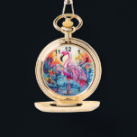 Kleurrijke Tropische Roze Flamingo Elegante Vrouwe Horloge<br><div class="desc">Kleurrijke Tropical Pink Flamingo Elegant Womans Watches beschikt over een kleurrijk tropisch paradijs met een roze flamingo omgeven door tropische bloemen. Creëer door Evco Studio www.zazzle.com/store/evcostudio</div>