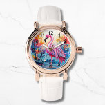 Kleurrijke Tropische Roze Flamingo Elegante Vrouwe Horloge<br><div class="desc">Kleurrijke Tropical Pink Flamingo Elegant Womans Watches beschikt over een kleurrijk tropisch paradijs met een roze flamingo omgeven door tropische bloemen. Creëer door Evco Studio www.zazzle.com/store/evcostudio</div>