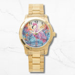 Kleurrijke Tropische Roze Flamingo Elegante Vrouwe Horloge<br><div class="desc">Kleurrijke Tropical Pink Flamingo Elegant Womans Watches beschikt over een kleurrijk tropisch paradijs met een roze flamingo omgeven door tropische bloemen. Creëer door Evco Studio www.zazzle.com/store/evcostudio</div>