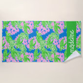 Kleurrijke tropische schildpadden patroon geperson strandlaken (Voorkant)