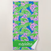 Kleurrijke tropische schildpadden patroon geperson strandlaken (Voorkant)