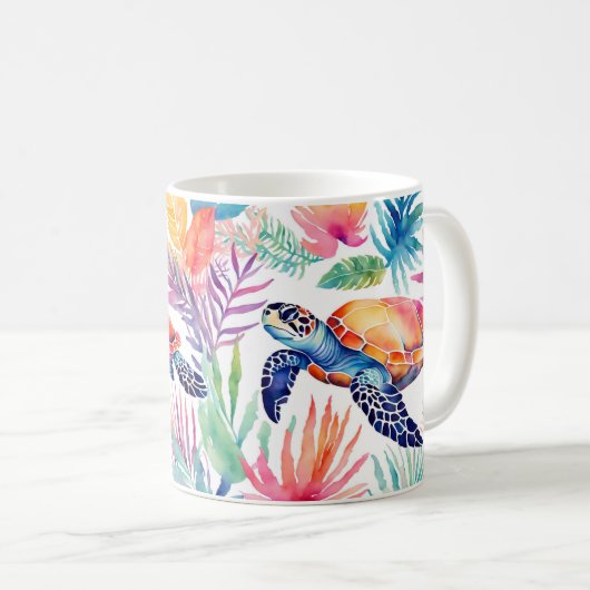 Kleurrijke tropische Seattle Ocean Sealife Koffiemok (Voorkant rechts)