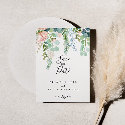 Kleurrijke tropische storm sparen de datum briefkaart