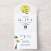 Kleurrijke Tropische Strandbruiloft All In One Uitnodiging (Binnen)