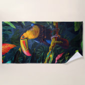Kleurrijke tropische Toucan strandlaken (Voorkant)