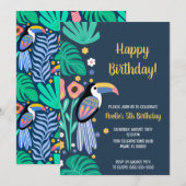 Kleurrijke Tropische Toucan Vogelbloemen Verjaarda Kaart (Voorkant / Achterkant)