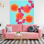 Kleurrijke tropische turkoois Sinaasappel roze blo Canvas Afdruk (Insitu (Woonkamer))