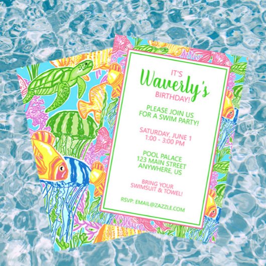 Kleurrijke Tropische Vis Feest Uitnodigingen