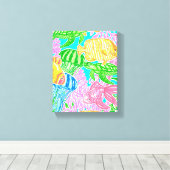 Kleurrijke Tropische Vis Patroon Canvas Print (Insitu (Houten vloer))
