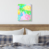 Kleurrijke Tropische Vis Patroon Canvas Print (Insitu (Slaapkamer))