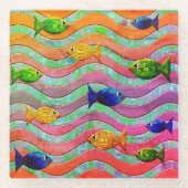 Kleurrijke Tropische Vis Zwemglas Onderzetters (Voorkant)