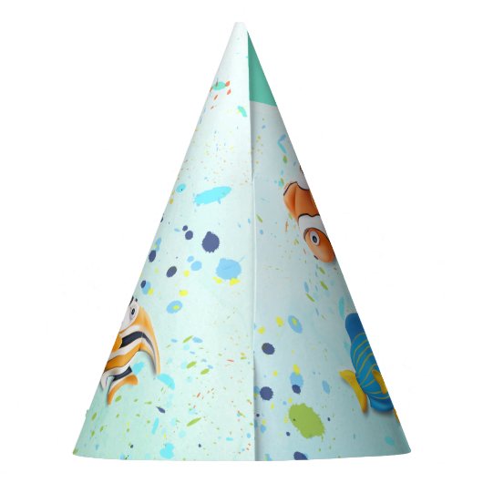 Kleurrijke tropische viskinderen van afgelopen dag feesthoedjes (Achterkant)