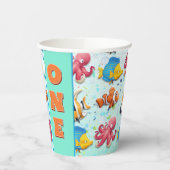 Kleurrijke tropische viskinderen van afgelopen dag papieren bekers (Links)