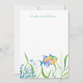 Kleurrijke Tropische Vissen Aquarel Notitiekaart Notitiekaartje