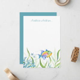 Kleurrijke Tropische Vissen Aquarel Notitiekaart Notitiekaartje