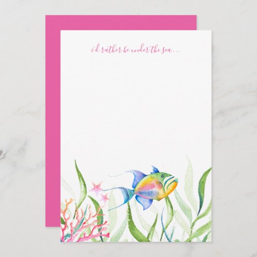 Kleurrijke Tropische Vissen Aquarel Notitiekaartje (Voorkant / Achterkant)