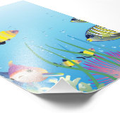 Kleurrijke tropische vissen en bubbels foto afdruk (Hoek)