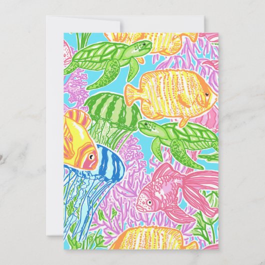 Kleurrijke Tropische Vissen Feest Uitnodigingen (Achterkant)
