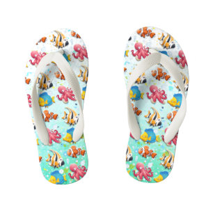 Kleurrijke tropische vissen kinder teenslippers
