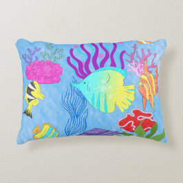 Kleurrijke Tropische Vissen Koralen Onderwater Oce Accent Kussen