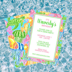 Kleurrijke Tropische Vissen Partij Uitnodigingen