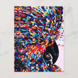 Kleurrijke tropische vogel-wandkunst in expression briefkaart