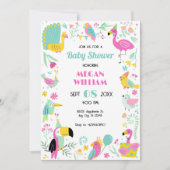 Kleurrijke tropische vogels baby shower kaart (Voorkant)