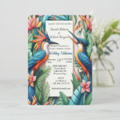 Kleurrijke tropische vogels en levendige, weelderi kaart (Staand voorkant)