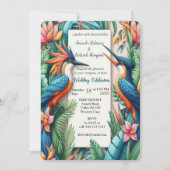 Kleurrijke tropische vogels en levendige, weelderi kaart (Voorkant)