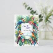 Kleurrijke tropische vogels en levendige weelderig aankondigingskaart (Staand voorkant)