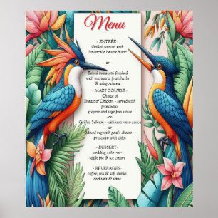 Kleurrijke tropische vogels en levendige weelderig poster