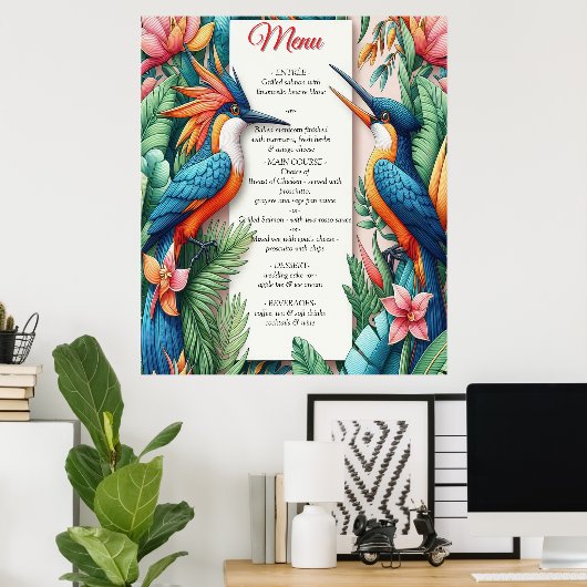Kleurrijke tropische vogels en levendige weelderig poster (Thuiskantoor)