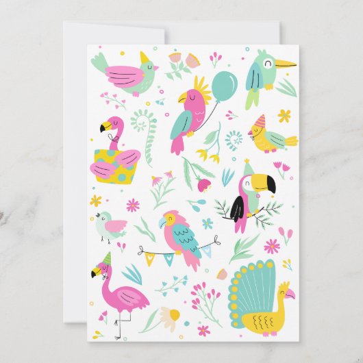 Kleurrijke tropische vogels kaart (Achterkant)