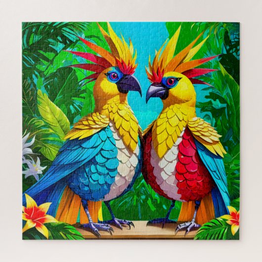 Kleurrijke Tropische Vogels Legpuzzel (Verticaal)