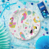 Kleurrijke tropische vogels papieren bordje (Feest)