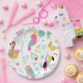 Kleurrijke tropische vogels papieren bordje (Feest)