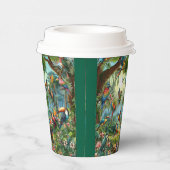 Kleurrijke tropische vogels tussen levendig, weeld papieren bekers (Rechts)