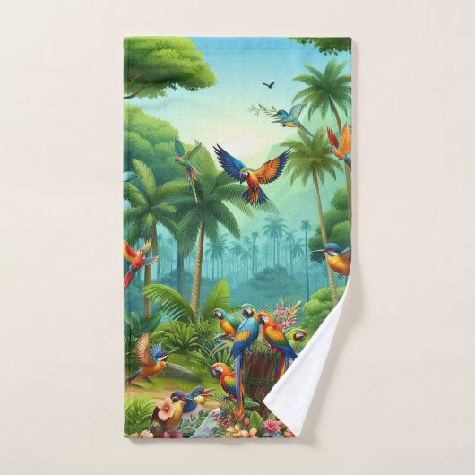Kleurrijke tropische vogels tussen levendige, weel bad handdoek (Handdoek)