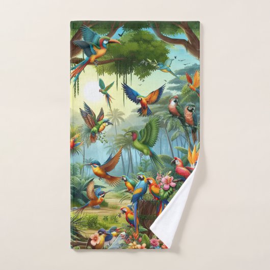 Kleurrijke tropische vogels tussen levendige, weel bad handdoek (Handdoek)