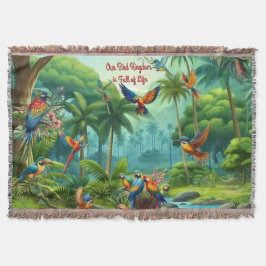 Kleurrijke tropische vogels tussen levendige, weel deken