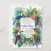 Kleurrijke tropische vogels tussen levendige, weel kaart (Voorkant)