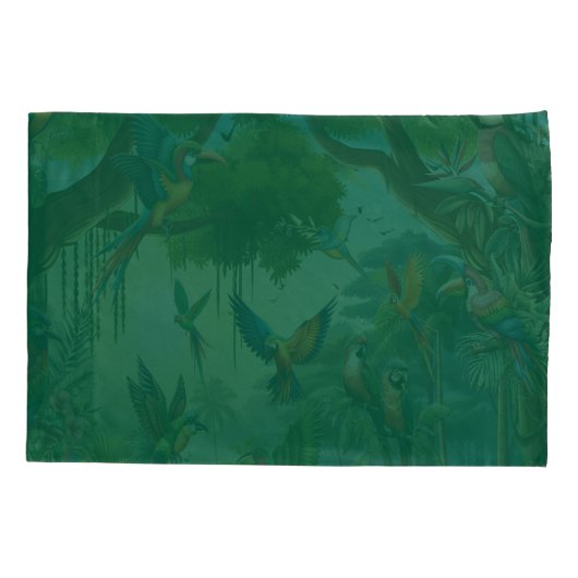 Kleurrijke tropische vogels tussen levendige, weel kussensloop (Achterkant)