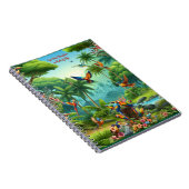 Kleurrijke tropische vogels tussen levendige, weel notitieboek (Rechterzijde)